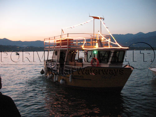 Boat cruising on the Lake Garda